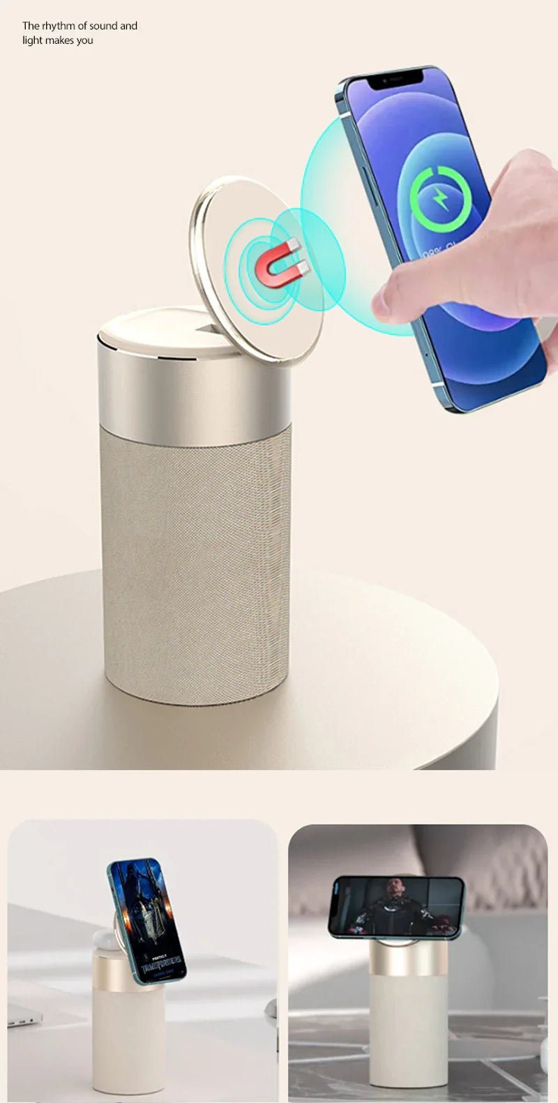 3-in-1 Wireless Charger, Bluetooth Speaker & Touch Lamp - CrazyCosmos