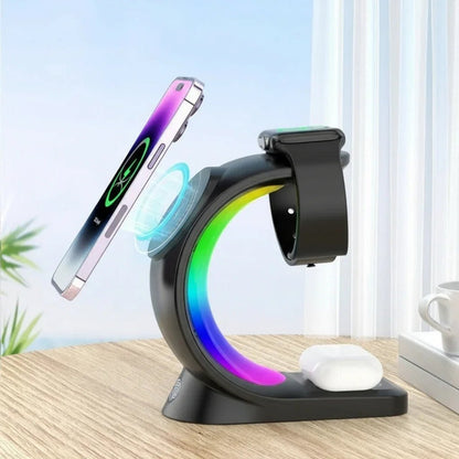 4-in-1 Magnetic Wireless Charging Station with RGB Light - CrazyCosmos