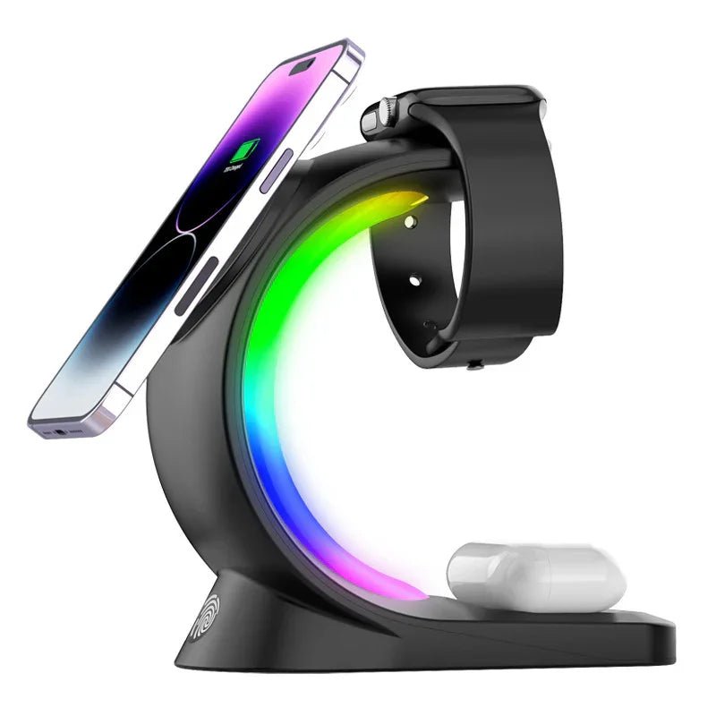 4-in-1 Magnetic Wireless Charging Station with RGB Light - CrazyCosmos