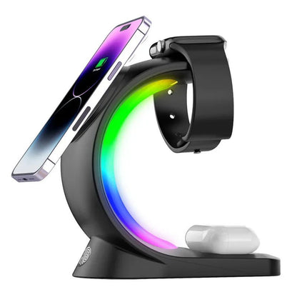 4-in-1 Magnetic Wireless Charging Station with RGB Light - CrazyCosmos